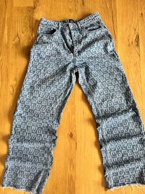 BDG Urban Outfitters Logo Print Jeans Y2K Raw Hem Button Fly Size 29